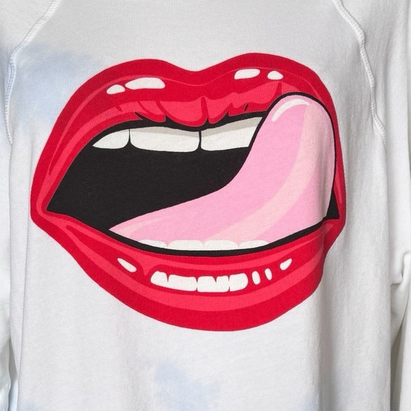 Wildfox Lips Licking Tye Dye Jumper Sweatshirt Pullover Size Small - Picture 5 of 10
